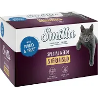 Smilla Økonomipakke: 24 x 100 g Sterilised bakker - Kalkun & Ørred