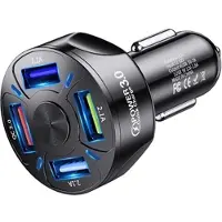 Mtp Products QC3.0 Hurtig Biloplader BK-358 - 4 x USB - Sort