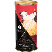 Shunga Elskovsmiddel Varmende Olie Mousserende Jordbærvin 100 ml