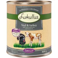 Lukullus Naturkost Senior Kalv & Kalkun Kornfri - 6 x 800 g