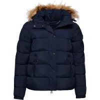 Superdry Superdrytil kvinder. W5011178A Kort jakke med hætte til mellemliggende marinebrug (L), Casual, Nylon, Blå