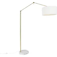 QAZQA Moderne gulvlampe guld med skærm hvid 50 cm justerbar - Editor