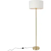 QAZQA Gulvlampe messing med hvid skærm 50 cm - Simplo
