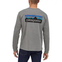 Patagonia - T-shirts - M's L/S P-6 Logo Responsibili-Tee Gravel Heather til UnisexBomuld - Størrelse S - Grå