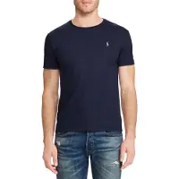 Ralph Lauren Polo Ralph Laurentil mænd. 710740727003 Tilpasset Slim Fit marineblå bomuldst-shirt (S), Casual, Korte ærmer