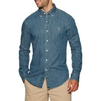 Ralph Lauren Polo Ralph Laurentil mænd. 710548539001 Skjorte 710548539001 denimblå (S), Casual, Bomuld, Lange ærmer