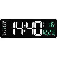24hShop Stort digitalt vægur 38 cm - med temperatur, dato og fjernbetjening
