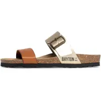 Bayton Pantoletter 'Valence' camel / guld
