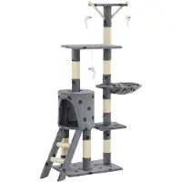 vidaXL kradsetræ til katte med sisal-kradsestolper 138 cm grå poteprint