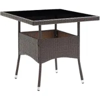 vidaXL Havebord Polyrattan Og Glas - Brun