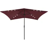 vidaXL parasol med LED-lys og stålstang 2x3 m bordeauxrød