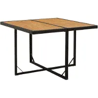 vidaXL havebord 109x107x74 cm polyrattan og massivt akacietræ sort