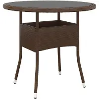 vidaXL Havebord Ø80x75 Cm Hærdet Glas Og Polyrattan - Brun