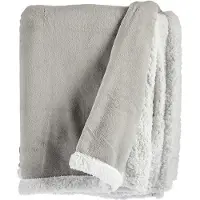 Giftdeco Gift Decor polarfleece tæppe lysgrå/hvid 130 x 170 cm