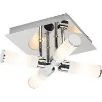QAZQA Moderne badeværelsesloftslampe krom 4-lys IP44 - Bath
