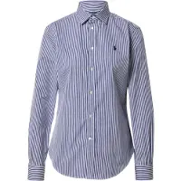 Ralph Lauren Polo Ralph Laurentil kvinder. 211891379001 Bomuldsskjorte med blå Slim Fit-striber (36), Beige, Casual, Klassisk, Lange ærmer