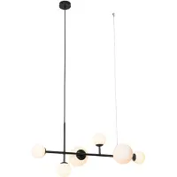 QAZQA Moderne pendellampe sort med matglas 6-lys - Monaco