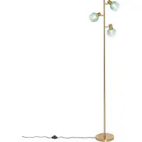 QAZQA Art Deco gulvlampe guld med grønt glas 3-lys - Vidro