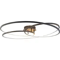 QAZQA Loftslampe sort 78 cm inkl. LED 3-trins dæmpbar - Rowin