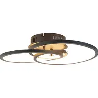 QAZQA Loftslampe sort 45 cm inkl. LED 3-trins dæmpbar - Rowin