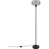 QAZQA Sort Art Deco gulvlampe med røgglas - Bizle