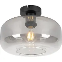 QAZQA Art Deco loftslampe sort med røgglas - Bizle