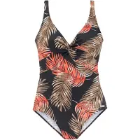 LASCANA Badedragt brun / neonorange / sort / hvid