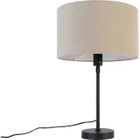 QAZQA Bordslampe sort Justerbar med Skærm Lys Brun 35 cm - Parte