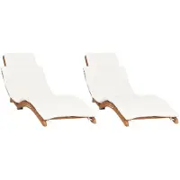 vidaXL Foldbar Liggestol Med Hynde Massivt Teaktræ - 2 / Hvid