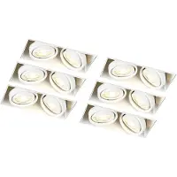 QAZQA Sæt med 6 indbyggede spotlights hvide GU10 vipbare trimless 2-lys - Oneon