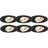QAZQA Sæt med 6 indbyggede spotlights sort vippbare - Cisco