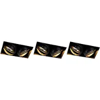 QAZQA Sæt med 3 indbyggede spotlights sorte GU10 AR111 trimless 2-lys - Oneon