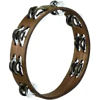 Meinl 2 Row Traditional Tambourine Steel jingles Walnut Brown