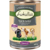 Lukullus Økonomipakke: 24 x 400 g Naturkost Senior - Kalv & Kalkun