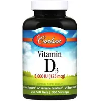 Carlson , Vitamin D3, 125 mcg (5,000 IU), 360 Soft Gels