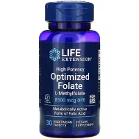 Life Extension , Høj Potens Optimiseret Folsyre, 8.500 mcg DFE, 30 Vegetariske Tabletter