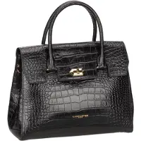 LANCASTER PARIS Håndtaske 'Lancaster Sac à Main A rabat avec fermoir Exotic Croco Noir Croco' sort