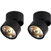 QAZQA Sæt med 2 moderne spotlights sorte runde justerbare - Go Nine