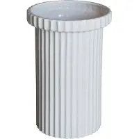 DBKD Stripe krukke stor h22 cm Ø12 cm Shiny white