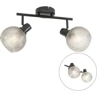 QAZQA Design Spotlight Sort med Røgglas 2-lys - Chico