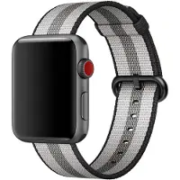Apple 42mm Woven Nylon Band - Urrem for smart watch - 145 - 215 mm - sort stribe - for Watch Hermès Series 9, SE 3, Series 10, Series 11, Series 8, Series 9, Ultra 2, Ultra 3