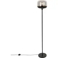 QAZQA Design gulvlampe sort med guld og røgglas - Kyan