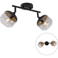 QAZQA Design spotlight sort med guld og røgglas 2-lys - Kyan