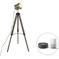 QAZQA Smart gulvlampe Tripod træ med studio spot inkl. Wifi B35 - Braha