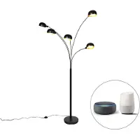 QAZQA Smart gulvlampe sort 5-lys inkl. Wifi B35 - Sixties