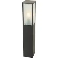 QAZQA Stående udendørslampe sort med ribber i glas 80 cm IP44 - Charlois