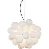 QAZQA Art Deco Pendellampe sort med opalglas 8-lys rund - Uvas