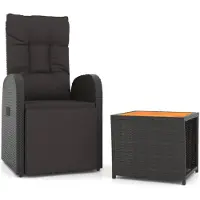 vidaXL Loungesæt Til Haven 3 Dele Polyrattan Og Akacietræ - Massivt akacietræ / Lænestol bord