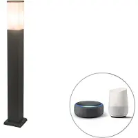 QAZQA Smart udendørs lampestolpe mørkegrå 80 cm inkl. Wifi P45 - Malios