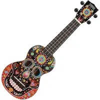 Mahalo Ukuleles Art Series Ukulele H?jreh?ndet dag for den d?de kranium (sort) sopran (Ma1sk BK)